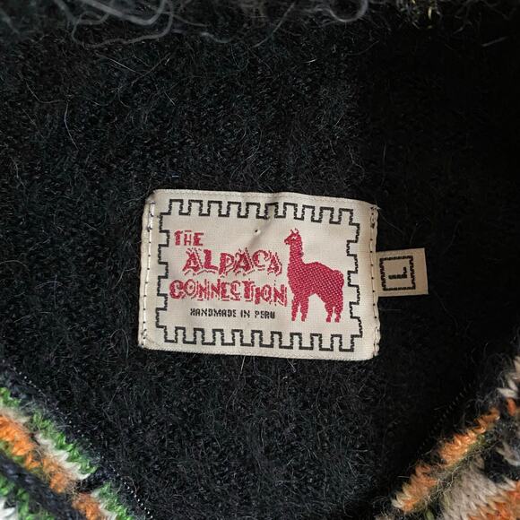 Alpaca Collection Handmade Full Zip Cardigan Sweater Womens L Black Hood - Picture 15 of 16